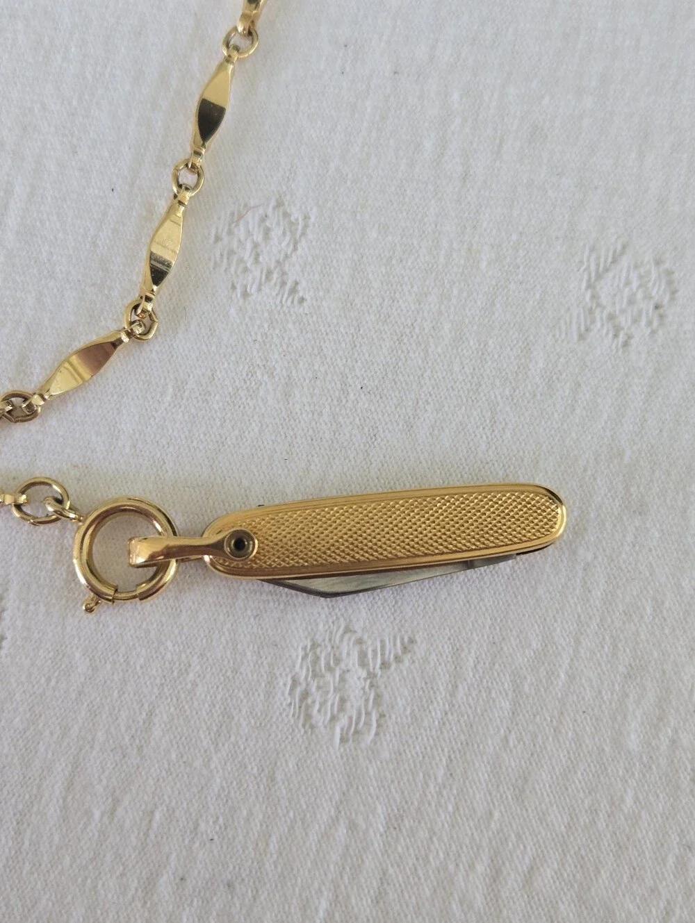 Vintagw Gold Pocket Watch with Chain and Knife by Colibri